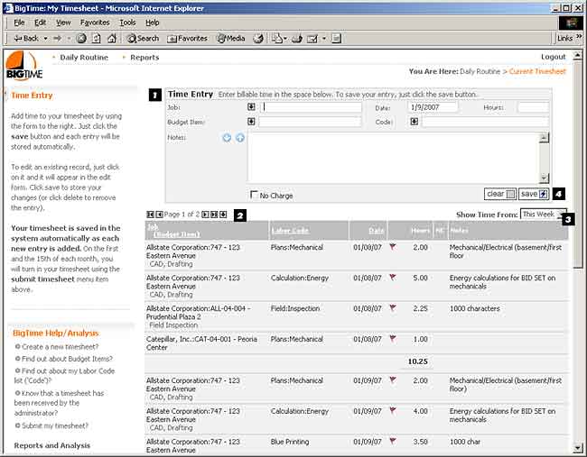 Timesheet, Spreadsheet 2