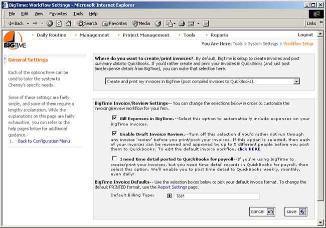 System Settings (Workflow) - Invoice Draft Configuration