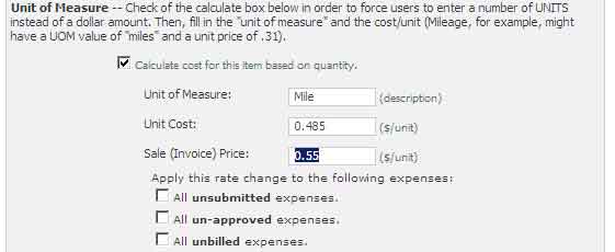 Expense Category Edit: Adjust per unit rate