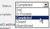 Estimate Item &quot;Status&quot; Pick List (Set to Completed)