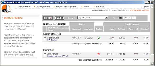 Post Expense Reports