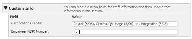 Custom Fields can be edited from the staff information screen.