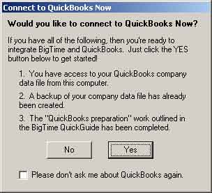 Confirm QuickBooks Dialog