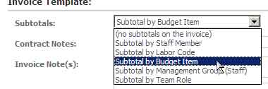 Subtotal Invoice by Budget Item