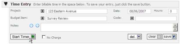 Several of BigTime's timesheet formats support a &quot;timer&quot; function.  Just click on the START TIMER button to start the clock.