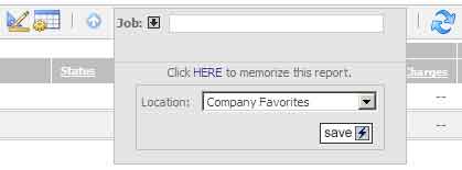 Memorizing a report from the Tabular Report Toolbar