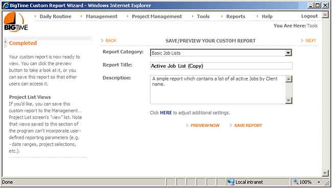 Save your report by entering a name and a category in the SAVE REPORT screen.